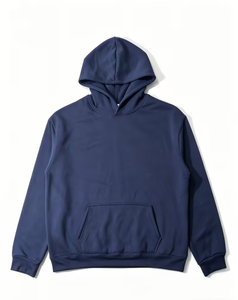Women's Navy Blue Hoodie Jogger Set Full Sleeve Regular Fit Casual Two Piece Tracksuit Solid Color Knitted Cotton Eco-Friendly - Product Image 3