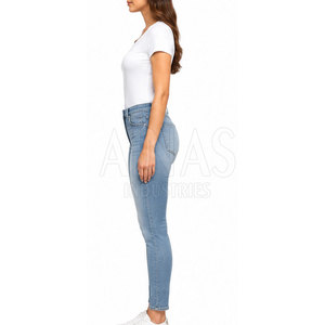 Jean d'hiver coupe droite pour femme, taille haute, en tissu extensible, mélange de coton doux, respirant, léger, pour usage quotidien décontracté - Product Image 6