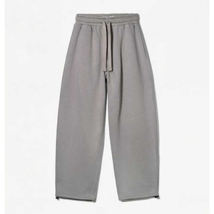 Pantalon de survêtement gris pour homme avec taille élastique et cordon de serrage, poches latérales, style décontracté, tricoté mi-lourd, style automne - Product Image 1