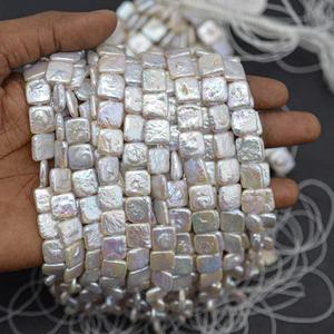 Perlas de Agua Dulce Naturales Blancas de 10mm y 12mm, Sueltas, Cuadradas y Lisas, para la Elaboración de Joyería y Collares de Moda para Mujer - Product Image 2