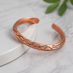 Premium Textured Beveled Open Cuff Pure Copper Bracelet With Fashionable Metal Jewelry Exquisite Design - Product Image 2