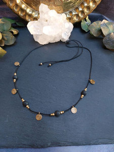 Handmade Black Macrame Gold Spiral <b>Necklace</b> Adjustable <b>Boho</b> Ethnic Healing Statement Jewelry Women - Product Image 2