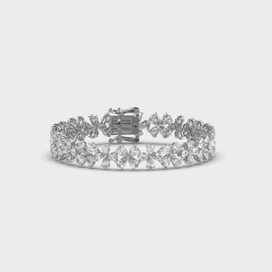 Pulsera de tenis con diamantes en forma de flor para mujer, oro de 18 quilates, joyería fina, lujosa, glamorosa, contemporánea, para boda - Product Image 1