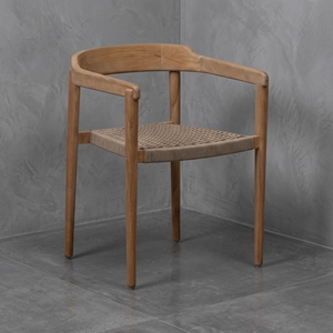 Garden Chairs Modern Curved Solid Teak <b>Wood</b> Woven Rope Seat <b>Armchair</b> Patio Furniture for Luxury Hotel Resort Project Supply - Product Image 1