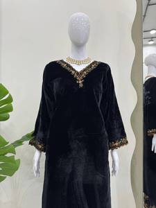 Conjunto de Salwar Kameez de Terciopelo para Mujer, Bordado con Lentejuelas, Cuello en V, Traje Pakistaní Indio, Ropa para Bodas y Fiestas - Product Image 4