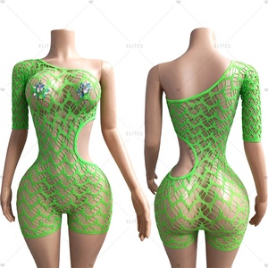 ELITES-Body une pièce en résille à col haut et manches serrées, tenue de danse sexy, tenue rave - Product Image 4