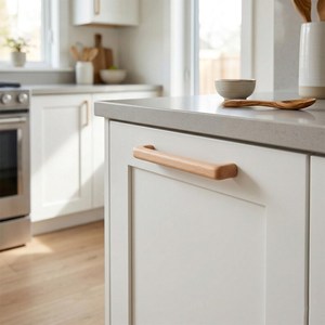 Handmade Wooden Finger <b>Pull</b> Natural Wood Cabinet Handle Rustic Minimal <b>Drawer</b> <b>Pull</b> Smooth Oak Furniture Handle Contemporary Wood - Product Image 3
