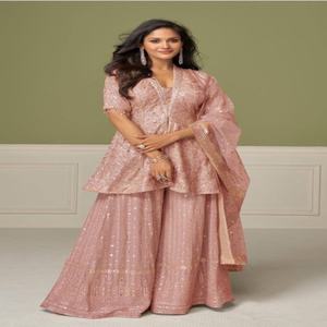 Fabricante de trajes Salwar de Georgette auténtico de primera calidad, elegantes y a la moda, con bordados y trabajo manual, para fiestas, de Surat. - Product Image 1