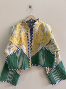 Indian Handmade Quilted Cotton <b>Kantha</b> <b>Jacket</b> For Women Crop <b>Jacket</b> - Product Image 2