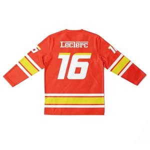 Maillots de hockey sur glace unisexes à col en V et manches longues en mesh, 100% polyester, imprimés par transfert thermique, anti-transpiration, 220g, logo personnalisé OEM - Product Image 3