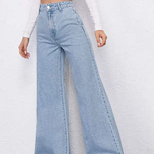 Pantalones vaqueros de mezclilla de cintura alta para mujer, pantalones rectos de mezclilla, pantalones de pierna ancha para mujer, pantalones de algodón para mujer - Product Image 6