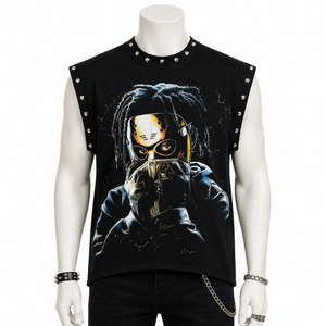 Camiseta sin mangas Glory Custom con estampado DTG de diamantes de imitación, 100% algodón jersey, estilo vintage moderno, para un ajuste cómodo unisex. - Product Image 5