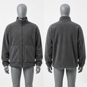 Chaqueta de Trabajo con Capucha de Forro Polar Grueso de 320 GSM, Color Gris, Cierre Completo, Logotipo Personalizado, Impermeable y Transpirable para Senderismo y Camping en Invierno - Product Image 5
