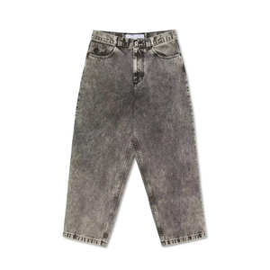 Pantalon en jean streetwear pas cher pour homme, coupe droite longue, ample, empilé, en coton, délavé, à jambe large - Product Image 6