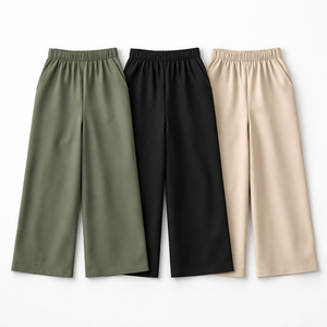 Wholesale Premium <b>Summer</b> Wide Leg Ankle-Length 100% Cotton Breathable Quick Dry Eco-Friendly <b>Pants</b> <b>Women</b> Factory Direct OEM - Product Image 5