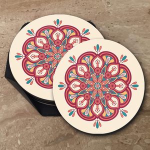Traditional Mandala MDF Wood <b>Coasters</b> for Tea Coffee Cups <b>Table</b> Decor <b>Coaster</b> - Product Image 2