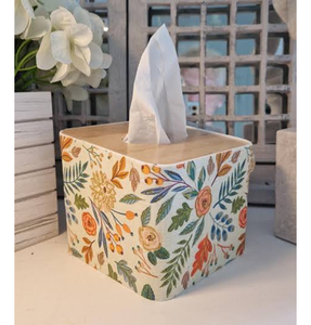 Boîte à mouchoirs en bois écologique imprimée, forme cube, autoportante, pour la maison et le bureau, en promotion - Product Image 1