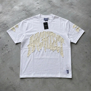 <b>Distressed</b> Embroidery T Shirts Short Sleeve Crew Neck Distress Embroider Tee <b>Tops</b> 100% Cotton Distress Embroider Patch Tee - Product Image 4