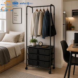 Modern 6-Drawer Storage Cart Adjustable Rolling <b>Wardrobe</b> Rack for Entryway <b>Small</b> Room Made In Taiwan - Product Image 6