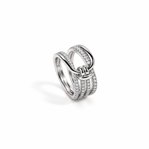 Bague en or rose 14K avec nœud, pavée de diamants de laboratoire, bande enveloppante, bague de luxe avec pierre d'accentuation, design ouvert, bijou de déclaration pour mariage - Product Image 2