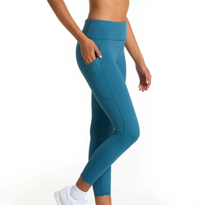 Wholesale Supplier Professional Manufactures 100% <b>Top</b> High Quality Women Yoga Leggings Solid Legging Sportswear Plain Pants - Product Image 3