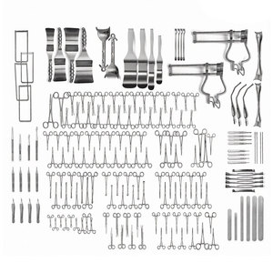 Kit complet d'instruments chirurgicaux pour laparotomie abdominale, en acier inoxydable allemand, réutilisable, manuel général - Product Image 1