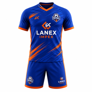 ชุดยูนิฟอร์มฟุตบอลทีมมืออาชีพสีดำ เสื้อและกางเกงขาสั้น น้ำหนักเบา ระบายอากาศได้ดี แห้งเร็ว พิมพ์ลายแบบซับลิเมชั่น - Product Image 1