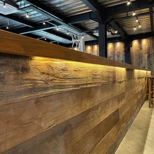 Intricate Geometric Pattern Barn Wood <b>Wall</b> <b>Panels</b> Teak Plank and Slat Design <b>for</b> Stylish Households and Entertainment Interiors - Product Image 1