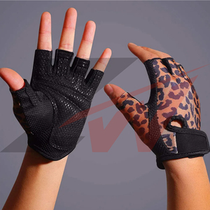 Custom Logo Women <b>Leopard</b> <b>Print</b> Gym <b>Gloves</b> Anti Slip Silicone Palm Fingerless Workout Fitness <b>Gloves</b> OEM - Product Image 6