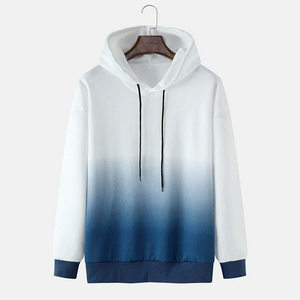 Sudadera con Capucha para Hombre de la Mejor Calidad, Diseño Degradado de Color Blanco a Azul, Corte Regular, Informal, Tejida en Poliéster, para Otoño - Product Image 3