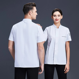 เสื้อเชฟทันสมัยสำหรับร้านอาหาร เสื้อเชิ้ตทำงานผู้หญิงผู้ชาย ป้องกันแสงแดด กระดุม 3 เม็ด เสื้อทำงานผู้ชาย ชุดยูนิฟอร์ม เสื้อเชฟ - Product Image 4