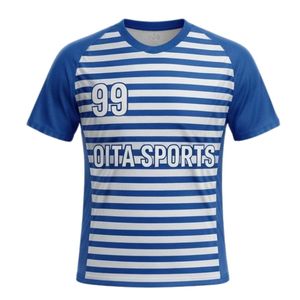 ชุดยูนิฟอร์มแฮนด์บอลลายทางสีน้ำเงินขาวสำหรับผู้ชาย ชุดเสื้อเจอร์ซีย์โพลีเอสเตอร์ กางเกงขาสั้น ชุดกีฬาสำหรับการแข่งขันและฝึกซ้อม ชุดทีม - Product Image 3