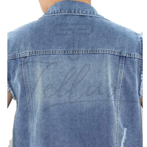 Chaquetas de Mezclilla sin Mangas con Logotipo Personalizado OEM, Chaquetas de Mezclilla de Alta Calidad para Hombre - Product Image 4
