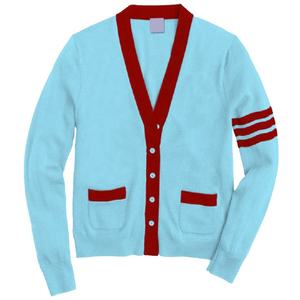 Cardigan en tricot rose et vert pour homme, col en V, manches longues, fermeture boutonnée, style automne, couleur unie, coupe classique - Product Image 5