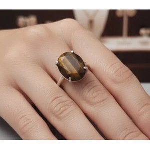 Handcrafted Crystal Tiger Eye <b>Ring</b> <b>Adjustable</b> Diamond Cut Natural Tiger Eye Jaipur India - Product Image 2