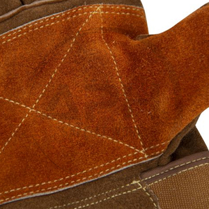 Guantes de Trabajo de Cuero Marrón Industriales y de Uso General con Palma Reforzada, Doble Costura, Protección para el Pulgar, Puño Elástico Extendido y Puño de Lona - Product Image 4
