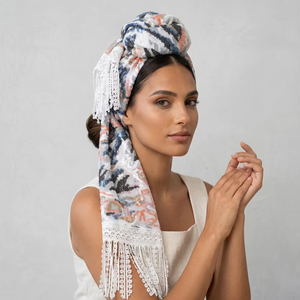 Pañuelo Cuadrado Personalizado con Borlas, Ligero, de Tela Premium, para Mujer, Pañuelo de Moda, Pareo de Playa, Fabricante OEM - Product Image 1