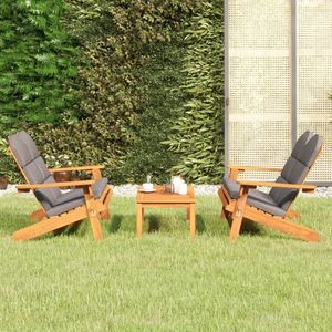 Ensemble de salon de jardin en bois d'acacia gris foncé, 100% polyester, meubles d'extérieur élégants - Product Image 1