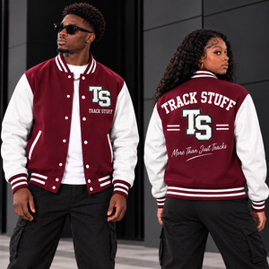<b>Track</b> Stuff Custom <b>Mens</b> Varsity Letterman <b>Jacket</b> Wool Cotton Stand Collar Custom Embroidered Logo Front Streetwear Winter - Product Image 2