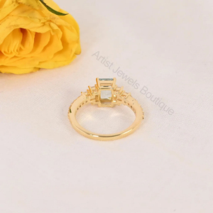 Natural <b>Emerald</b> Cut Aquamarine Wedding Party <b>Ring</b> 925 Sterling <b>Silver</b> Solid Gold Luxury Fine Jewelry OEM ODM Wholesale Supplier - Product Image 4