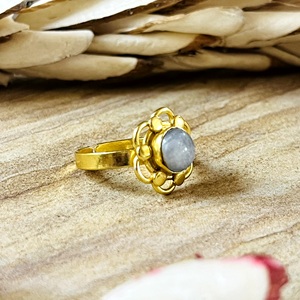 New Arrival Boho Flower Moonstone <b>Ring</b> Ethnic Brass <b>Rings</b> Women 18k Gold Plated Floral Tribal <b>Statement</b> Jewelry Wholesale/OEM - Product Image 5