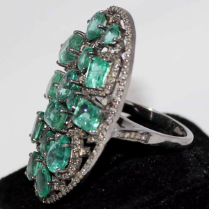 Unique Natural <b>Emerald</b> Gemstone Diamond <b>Ring</b> Prong IGI Certified 925 Solid Sterling <b>Silver</b> Handmade Classic Wedding Party Women - Product Image 4