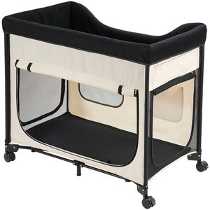 Cuccia Rialzata Pieghevole per Animali Domestici in Alluminio, Letto a Castello per Cani in Tessuto Oxford 600D e Velluto Olandese, Portatile con Ruote e Supporti Laterali - Product Image 4