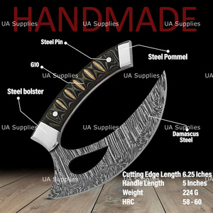 Couteau de chef ambidextre en acier Damas forgé à la main, finition satinée, manche en Micarta, design moderne, couteau multifonction de UA Supplies - Product Image 2