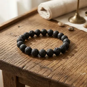 กำไลข้อมือคริสตัลหินลาวาทรงกลมแบบดั้งเดิม - Product Image 1
