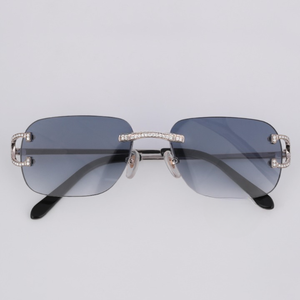 Elegantes Gafas de Sol Rectangulares de Media Montura con Lentes Azules Degradados, Protección UV 100, Estilo Unisex para Adultos - Product Image 2