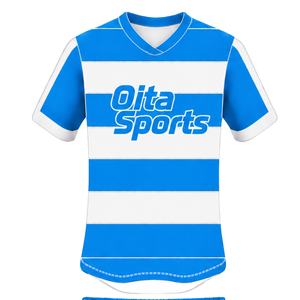 Camiseta de Rugby Azul Rey y Blanca de Manga Corta con Cuello Redondo y Rayas, Ropa Deportiva para Entrenamiento, Partido y Equipo - Product Image 1