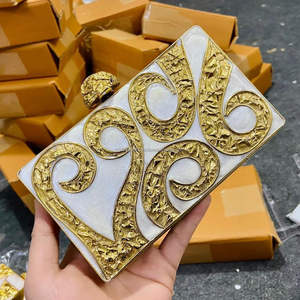 Clutch <b>Bags</b> for Women Luxury Handmade Luxury Clutch with Mother of <b>Pearl</b> & Brass Inlay From India for Sale - Product Image 5