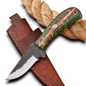 Couteau de chasse et de camping à lame fixe en acier à haute teneur en carbone 1095, forgé à la main, 55 HRC, ultra-affûté, pointe tombante, pleine tige, OEM - Product Image 1