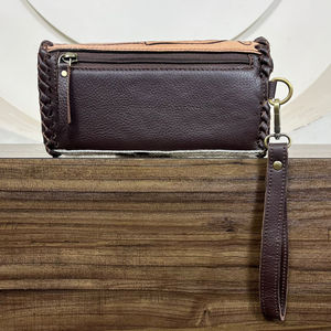 Cartera de cuero y piel de vaca mecanizada a mano con correa de muñeca elegante monedero de gran capacidad para mujer perfecto para la moda occidental - Product Image 5